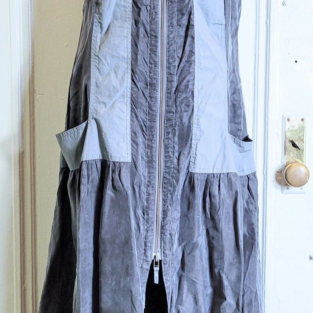 Hebbeding Holland lagenlook gray bubble maxi dress zippers pockets L(1) - Picture 5 of 10
